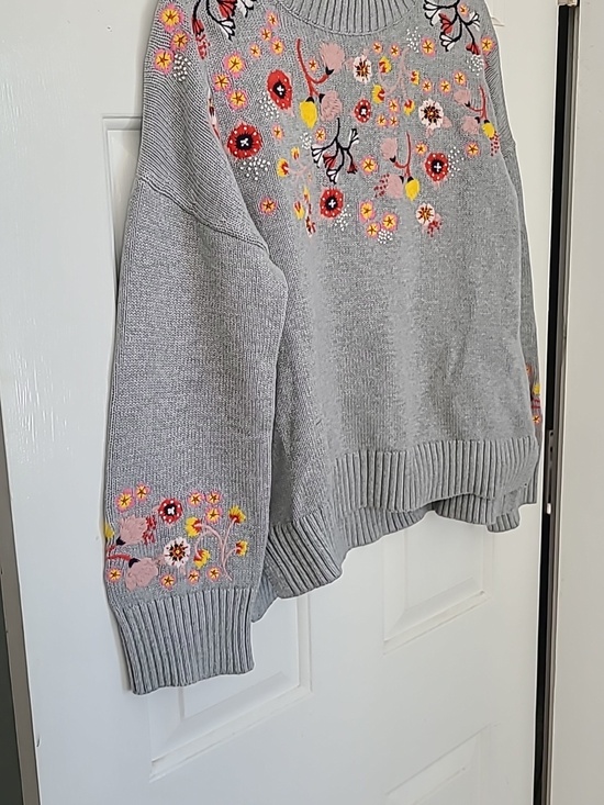 Boden Embroidered Mock Neck Cotton Sweater - Picture 3 of 5